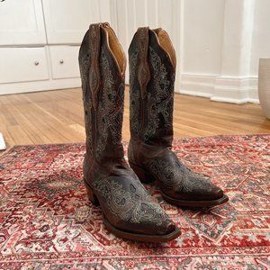 Shyanne - Women's Isabelle Inlay Stud Western Boots - Snip Toe - No Box